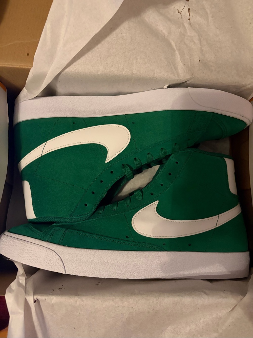 Nike Green and White High-Top Sneakers